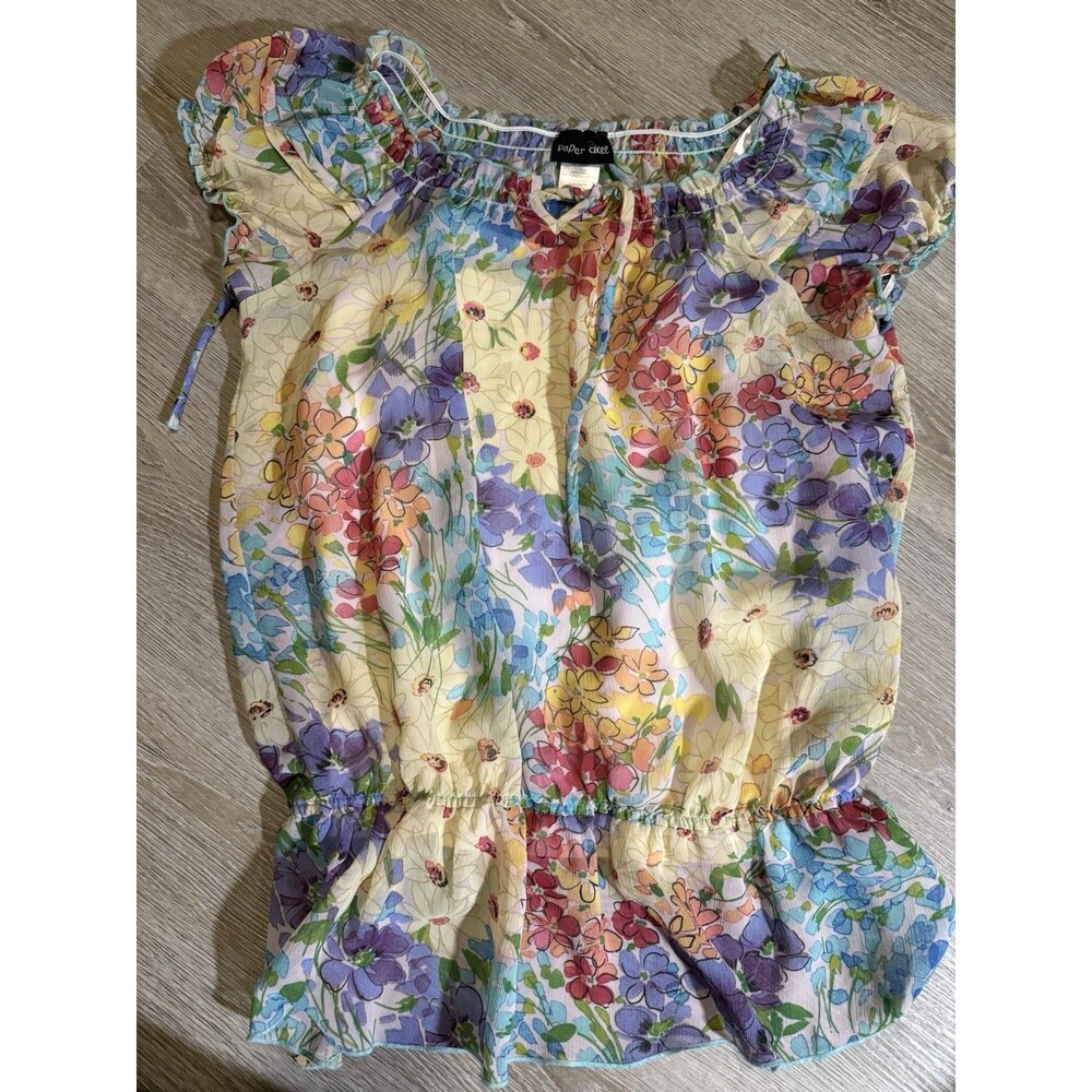 Paper Dolls Y2K Women’s Size Large Floral Lightweight Cinched Waist Flare Shirt